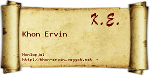 Khon Ervin névjegykártya